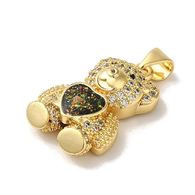 Rack Plating Brass Micro Pave Clear Cubic Zirconia Pendants KK-P268-05B-G03-1