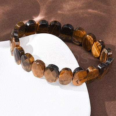 Natural Tiger Eye Faceted Beaded Stretch Bracelets for Women BJEW-K251-07A-1