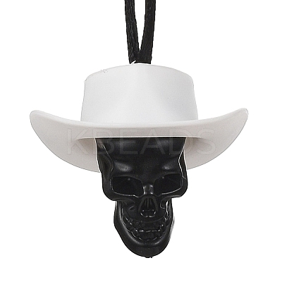 Halloween Skull Plastic Pendant Necklaces NJEW-S006-01C-1