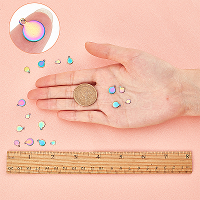 40Pcs 4 Size PVD Vacuum Plating 304 Stainless Steel Charms STAS-SC0002-32MC-1
