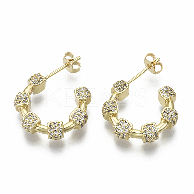 Brass Micro Pave Cubic Zirconia Stud Earrings KK-R137-029A-NF-1