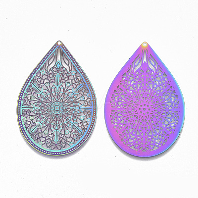 Ion Plating(IP) 304 Stainless Steel Filigree Pendants X-STAS-S108-54-1