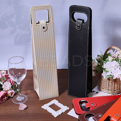 6Pcs 6 Styles Portable PU Leather Single Wine Bottle Tote Carrier Bags CON-CA0001-029-1