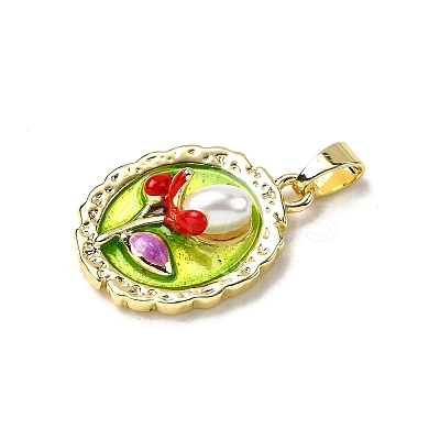 Brass Enamel Pendants KK-Z101-09G-E01-1