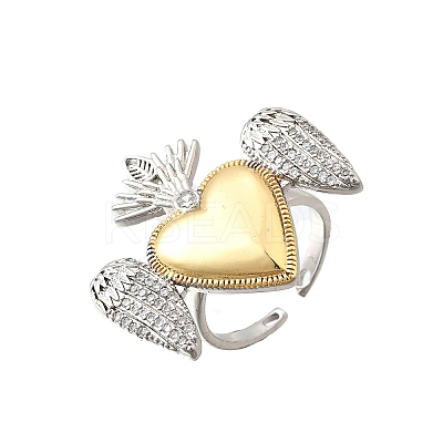 Brass Micro Pave Cubic Zirconia Cuff Rings for Women RJEW-F184-01A-GP-1