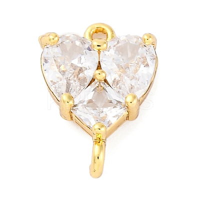 Brass Clear Cubic Zirconia Connector Charms KK-A240-19G-1