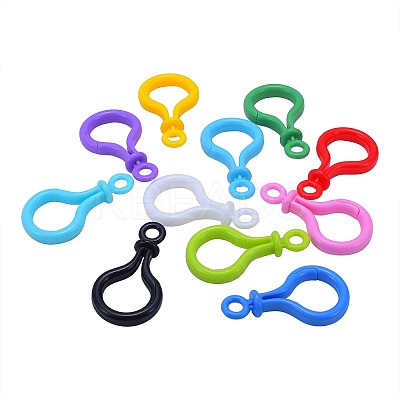120Pcs 12 Colors Opaque Solid Color Bulb Shaped Plastic Push Gate Snap Keychain Clasp Findings KY-CJ0001-25-1