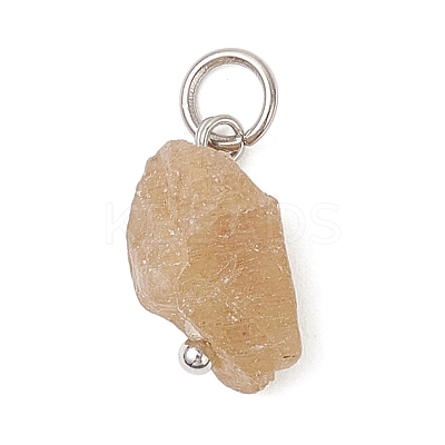 15Pcs 5 Colors Raw Rough Natural Fluorite & Rose Quartz & Yellow Apatite & Garnet & Peridot Nuggets Charms PALLOY-JF04554-02-1
