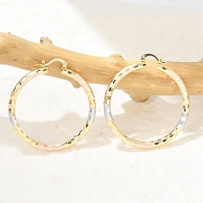 Brass Two Tone Hoop Earrings EJEW-B117-06E-M-1