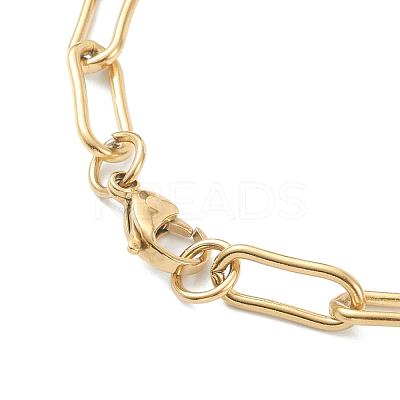 PVD Vacuum Plating 304 Stainless Steel Paperclip Chain Necklaces STAS-A051-07G-1