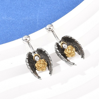 316 Stainless Steel Curved Barbell Dangle Belly Rings AJEW-C044-01-1