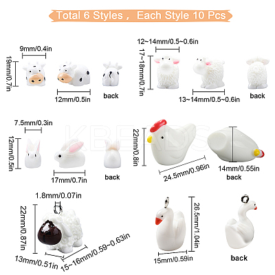 60Pcs 6 Style Resin Decoden Cabochons CRES-SC0002-05-1