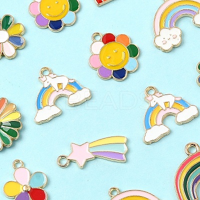 40Pcs 10 Styles Alloy Enamel Pendants ENAM-YW0005-54-1