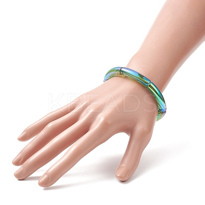 4Pcs 4 Color Acrylic Curved Tube Stretch Bracelets Set for Women BJEW-JB09305-03-1