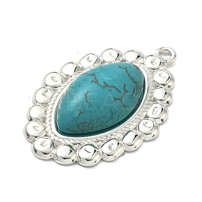 304 Stainless Steel with Dyed Synthetic Turquoise Pendants STAS-G374-05S-09-1