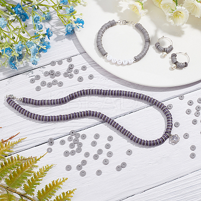 10 Strands Flat Round Handmade Polymer Clay Beads CLAY-PH0001-44A-1