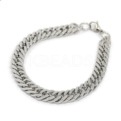 Tarnish Resistant Fashionable 304 Stainless Steel Cuban Link Chain Bracelets LS-STAS-A028-B064P-1