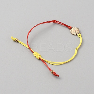 2Pcs Alloy Sunflower Link Bracelets Set BJEW-WH0012-28G-02-1