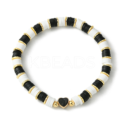 2Pcs 2 Color Polymer Clay Disc Heishi Surfer Stretch Bracelets Set BJEW-JB09790-1