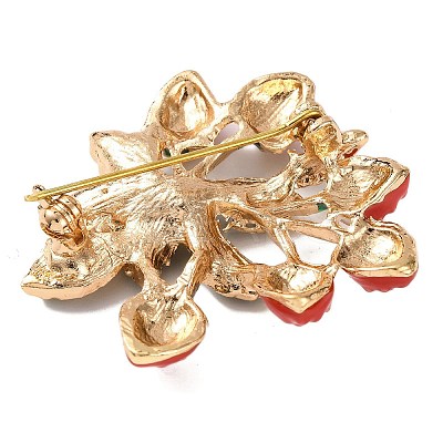 KC Gold Plated Alloy Enamel Strawberry Brooches JEWB-L017-01KCG-03-1