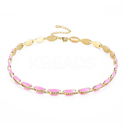 Brass Micro Pave Cubic Zirconia Link Tennis Necklaces for Women NJEW-T013-01G-07-1