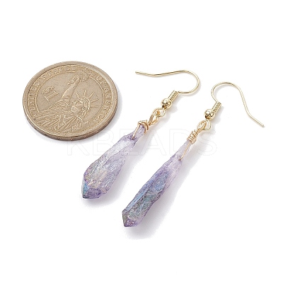 Dyed Natural Quartz Crystal Dangle Earrings EJEW-JE05487-1