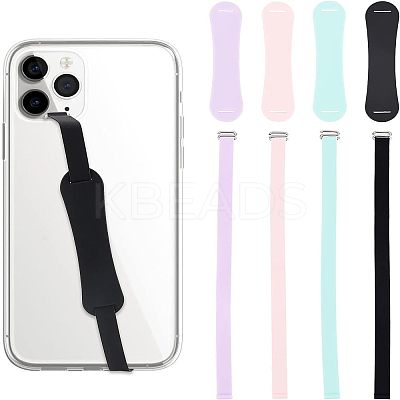 4 Sets 4 Colors Wrist Strap Hand Lanyard Silicone Elastic Moblie Straps AJEW-OC0003-16-1