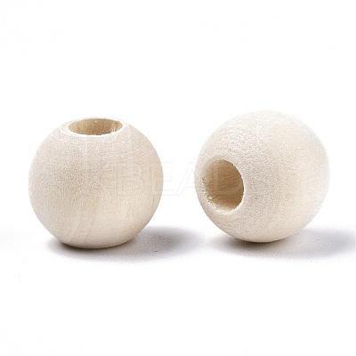 Natural Unfinished Wood Beads WOOD-Q038-10mm-1