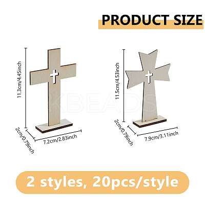 40Pcs 2 Styles Halloween Wood Sculpture Display Decorations AJEW-DC0003-29-1