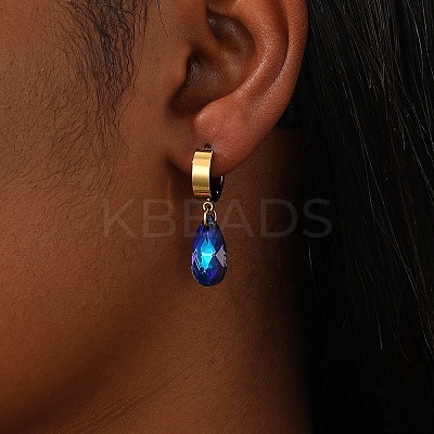 Cubic Zirconia Teardrop Dangle Hoop Earrings HL3316-1-1