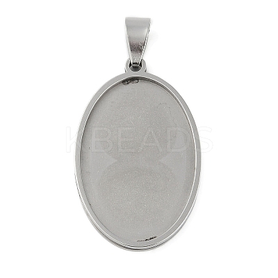 Non-Tarnish 201 Stainless Steel Pendant Cabochon Settings X-STAS-L279-012P-01-1