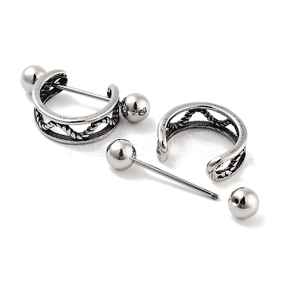 Multi-Strand 316 Surgical Stainless Steel Shield Barbell Hoop Earrings EJEW-Z050-56B-AS-1