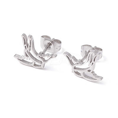 Non-Tarnish Swallow Shape 304 Stainless Steel Stud Earrings for Women LS-EJEW-Z017-12P-1