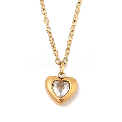 Heart 304 Stainless Steel Micro Pave Cubic Zirconia Pendant Necklaces & Bracelets & Stud Earrings Sets for Women SJEW-C004-13G-01-1
