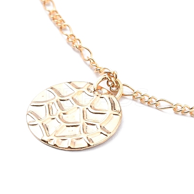 4Pcs 4 Style Boho Alloy Chain Anklets Set with Resin Pearl Beaded and Flat Round Charm SJEW-D009-03KCG-1
