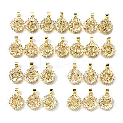 26Pcs Brass Micro Pave Cubic Zirconia Pendants KK-R218-04G-1