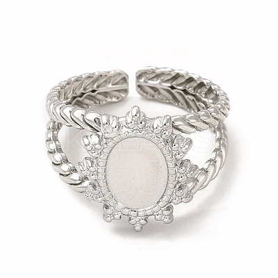 Tarnish Resistant 304 Stainless Steel Sun Open Cuff Ring Settings RJEW-B027-23P-1