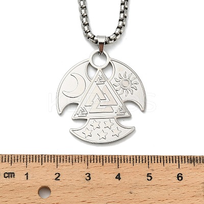 304 Stainless Steel Crescent Moon of Oden Horn Pendant Necklaces NJEW-C100-01P-1