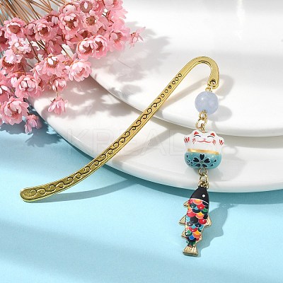 Japanese Style Maneki-neko Bookmark AJEW-JK00260-04-1
