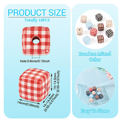 10Pcs Printed Opaque Acrylic Beads MACR-TA0002-43-1