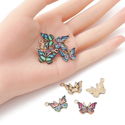10Pcs 5 Colors Light Gold Alloy Enamel Pendants ENAM-YW0002-78-1