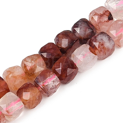 Natural Red Hematoid Quartz/Ferruginous Quartz Beads Strands G-H078-C44-6mm-1