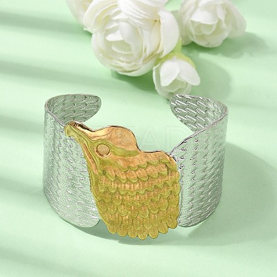 Two Tone 304 Stainless Steel Cuff Bangles SA-CBA90C5-02B-PG-1