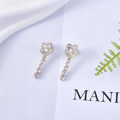 Flower Dangle Drop Stud Earrings Cubic Zirconia Crystal Rhinestone Pearl Flower Drop Earrings Party Christmas Wedding Jewelry Gifts for Women JE1068A-1