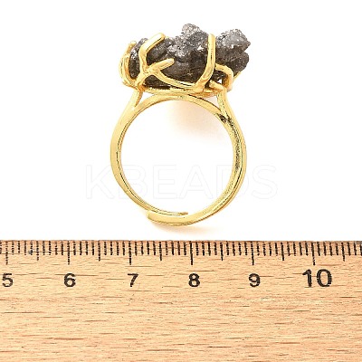 Nuggets Electroplate Natural Agate Cluster Finger Rings RJEW-K288-02G-1