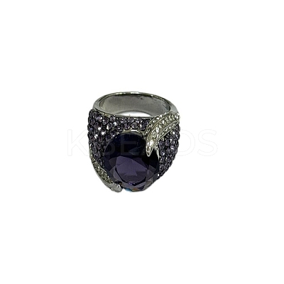 Oval Brass Micro Pave Cubic Zirconia Finger Rings for Women FS-WGFFB9D-02-1