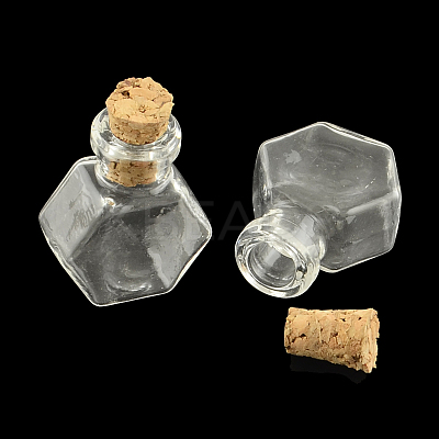 Hexagon Glass Bottle for Bead Containers AJEW-R045-03-1