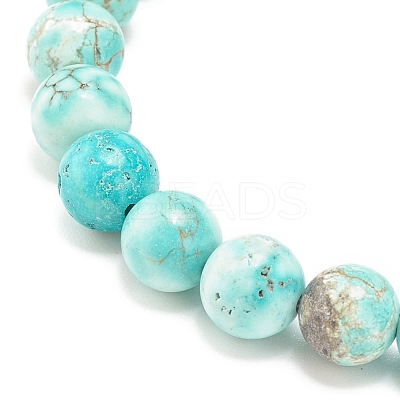 Natural Howlite Round Beaded Stretch Bracelet BJEW-JB08290-03-1