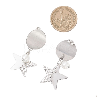 ABS Plastic Imitation Pearl Dangle Stud Earrings EJEW-JE06903-03-1