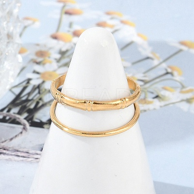 304 Stainless Steel Open Cuff Rings for Women RJEW-A056-01G-1